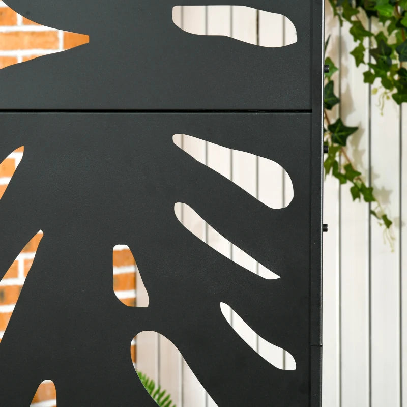 Freestanding Outdoor Privacy Screen - Decorative Metal Garden Divider, 48" x 78", Black for Deck and Pool