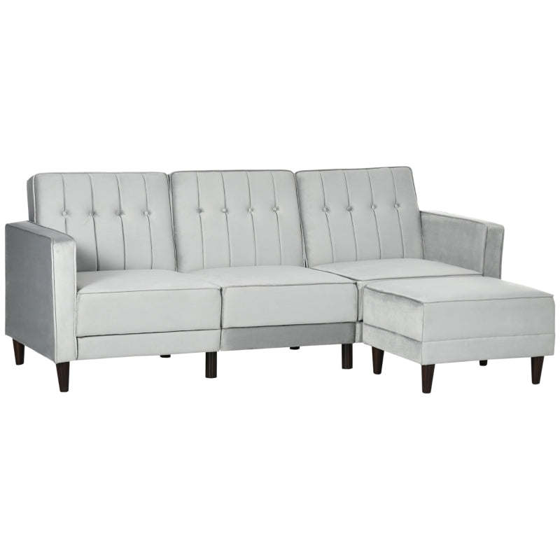 Light Grey L-Shaped Sofa Bed Set with Footstool – Stylish Corner Sofa for Modern Living Rooms