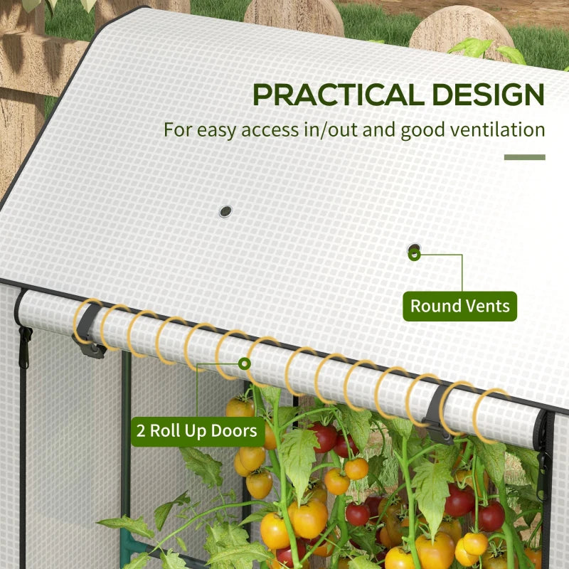 Portable White Mini Greenhouse with 4 Shelves for Plants, 100x80x150cm