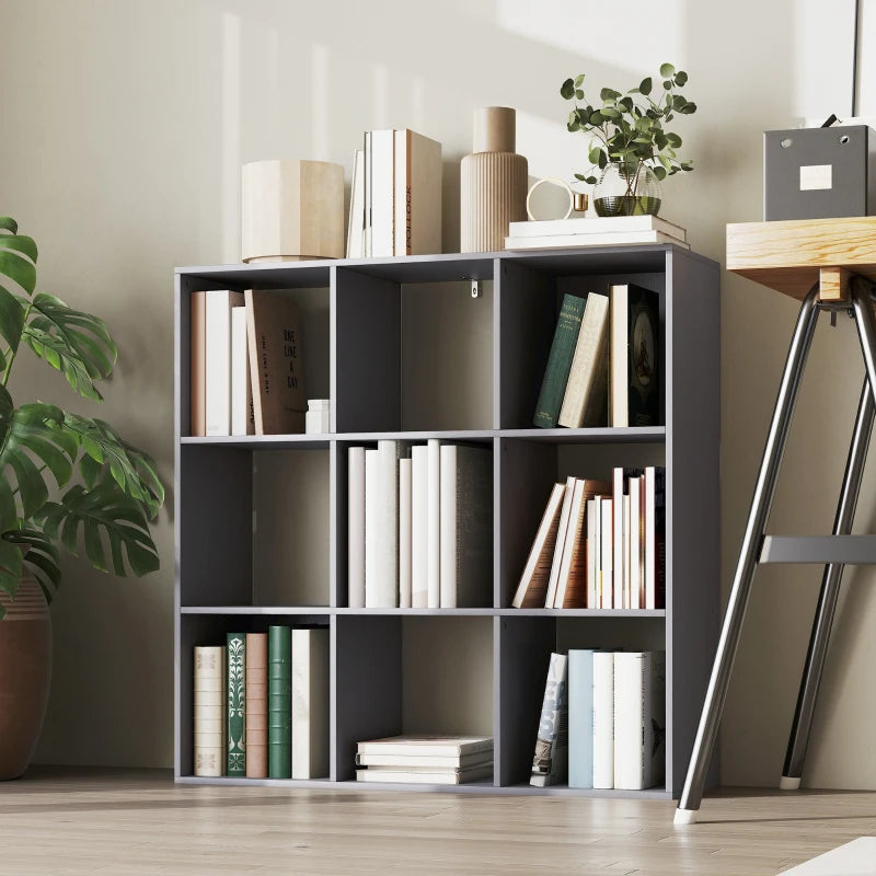 Stylish Nine-Cube Storage Shelf in Grey - Versatile Organizer for Home, Office, and Kids' Rooms - Perfect for Storage Solutions