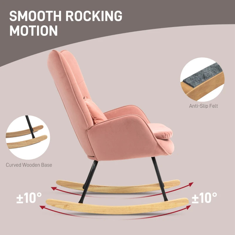 Velvet Rocking Armchair in Pink - Stylish and Comfortable Seating for Your Home