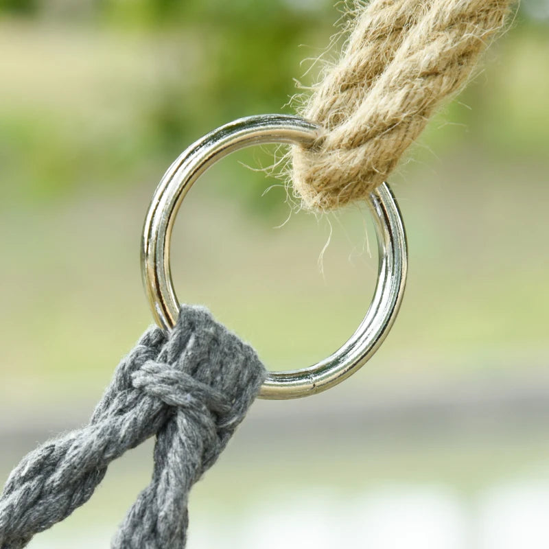 Dark Grey 2-Seater Macrame Hanging Hammock Chair with Soft Cushion