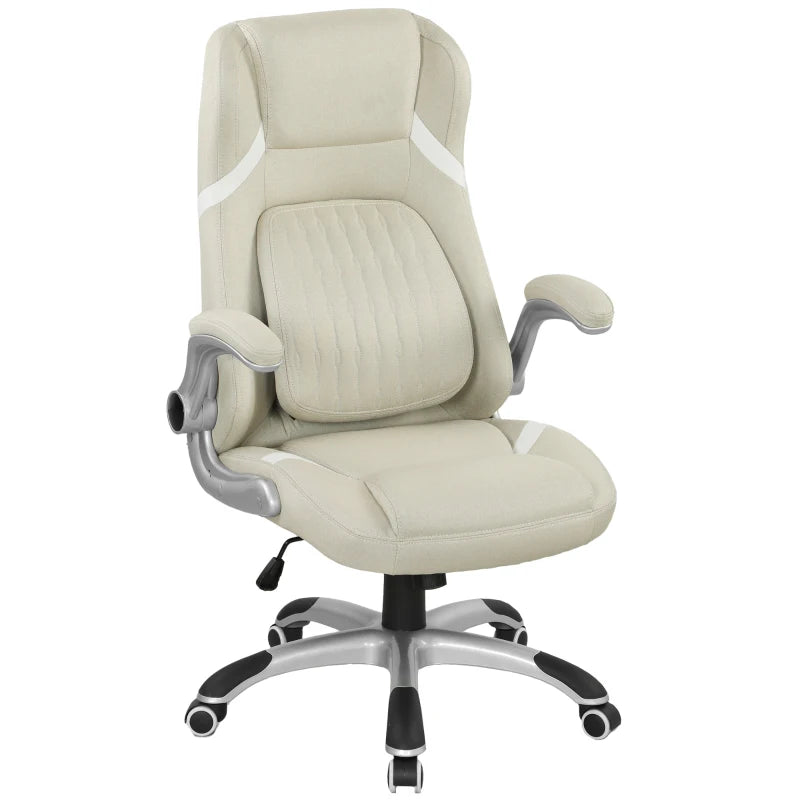 Vinsetto Beige Linen-Look Office Chair - Adjustable Height & Tension for Comfort | Stylish Ergonomic Design