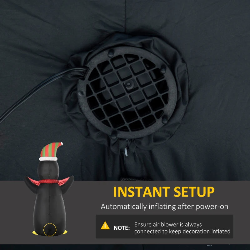 8ft Inflatable Penguin with LED Lights & Christmas Banner - Weather-Resistant Indoor Outdoor Holiday Decoration, Cute & Fun