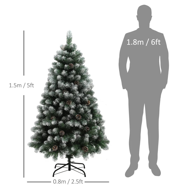 5ft Snow-Dipped Artificial Pine Christmas Tree - Realistic Holiday Decor for Festive Home Decoration