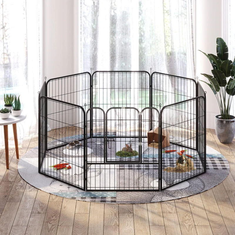 8 Panels Heavy Duty Puppy Playpen for Small & Medium Dogs - Indoor/Outdoor Use, Black, Durable Pet Enclosure
