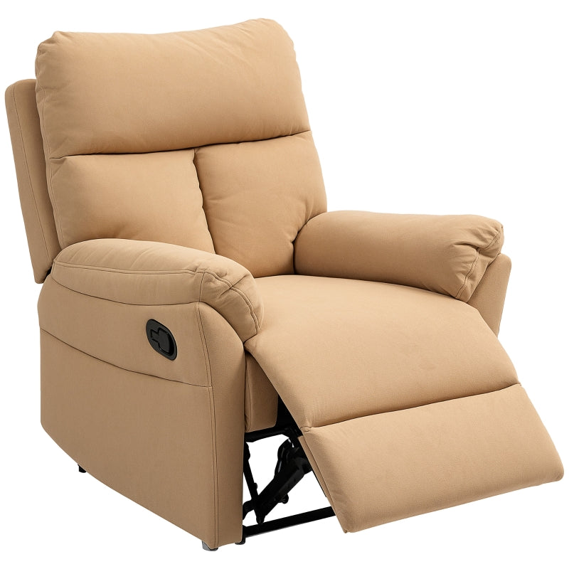 Light Brown Manual Reclining Armchair with Footrest - 140° Comfort for Your Living Room