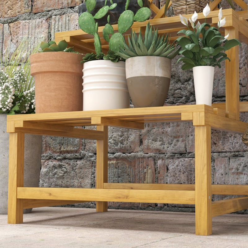 Natural Finish Wooden Plant Stand with Trellis