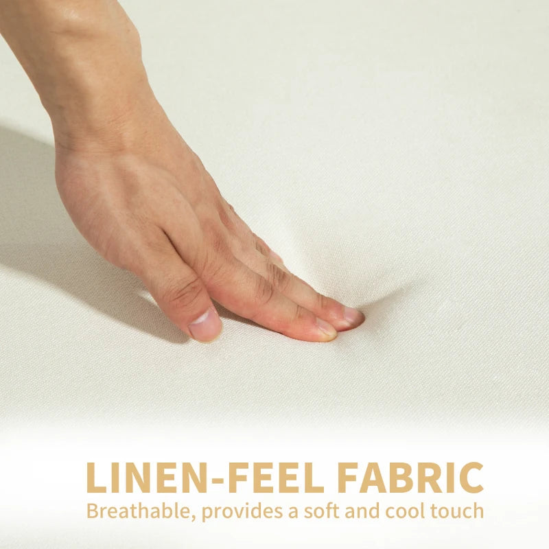 Cream Two-Seater Linen-Look Sofa for Stylish Living Room Seating