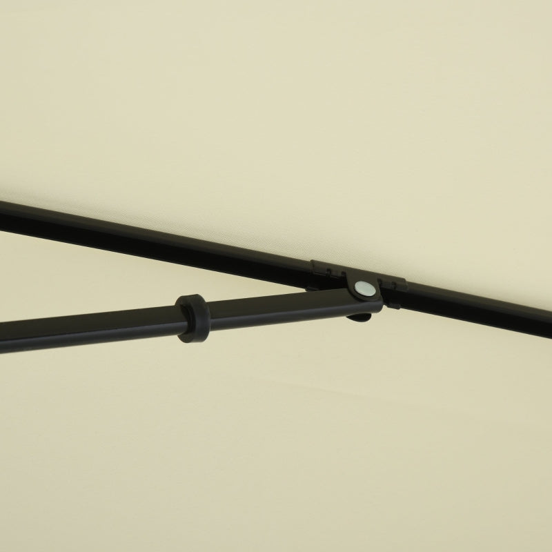 Cream White Rectangular Garden Parasol with Ruffles & Tilting Canopy