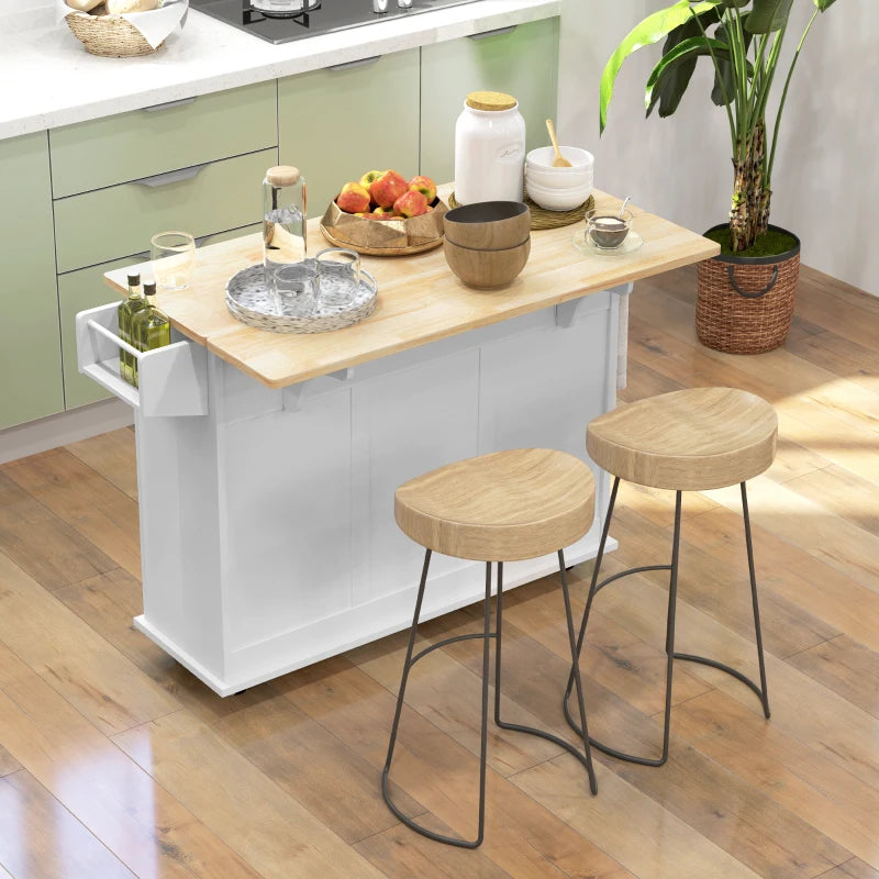 Rolling Kitchen Island with Drop Leaf and Storage Trolley on Wheels for Easy Mobility