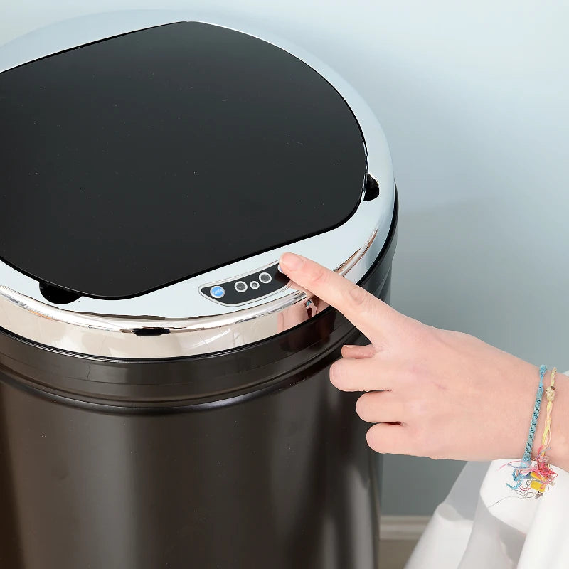 50L Touchless Sensor Bin with Soft-Close Lid - Stainless Steel, Fingerprint Resistant, Hygienic Rubbish Bin for Kitchen & Office, Black