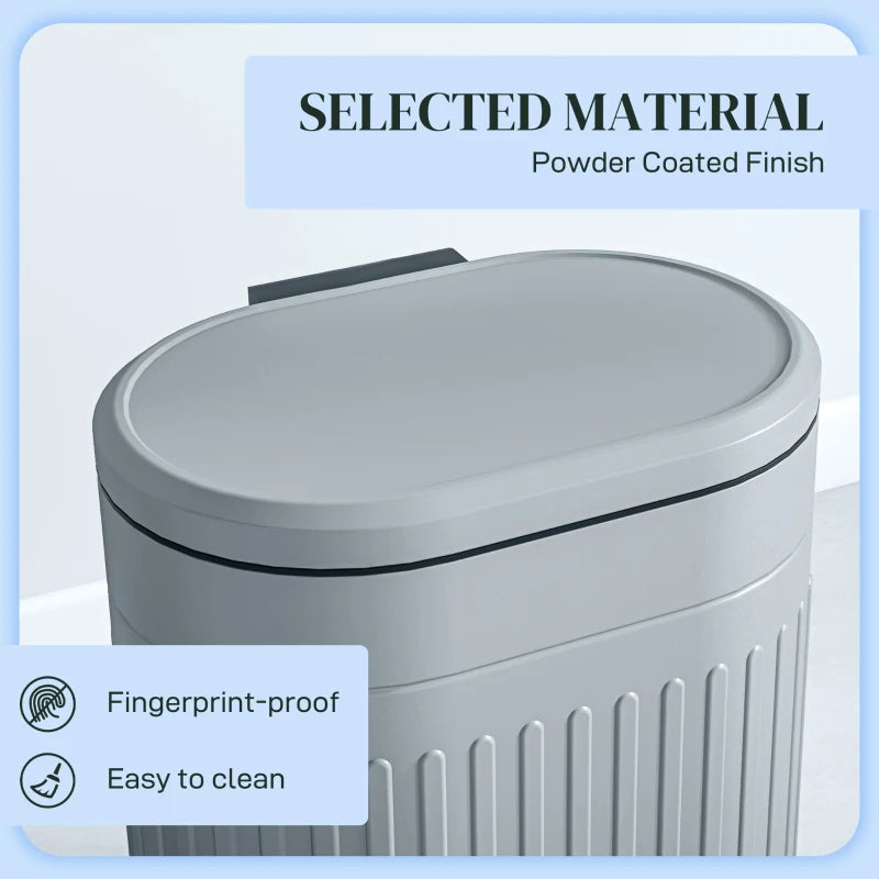 20L Grey Metal Kitchen Bin with Soft-Close Lid - Stylish and Durable Waste Container for Home and Office