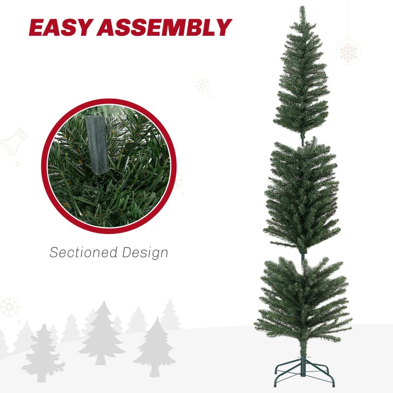 6ft Artificial Green Pencil Christmas Tree - Slim Design for Holiday Decor, Easy Setup, Perfect for Small Spaces