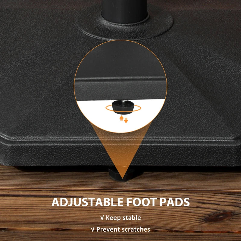 Black Concrete Patio Umbrella Base for 34mm, 38mm, and 48mm Poles