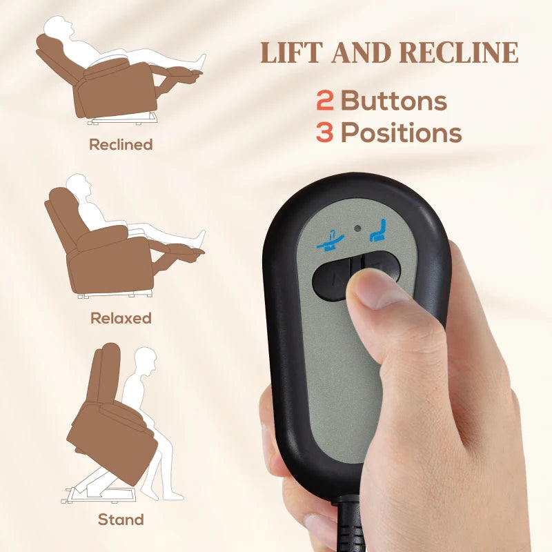 Electric Reclining Lift Chair with Eight Massage Points and Remote Control - Brown Comfort Solution