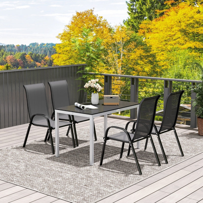 Outdoor Dining Table for 4-6, 120x70 cm, Rust-Resistant Aluminium, Easy Maintenance, Black