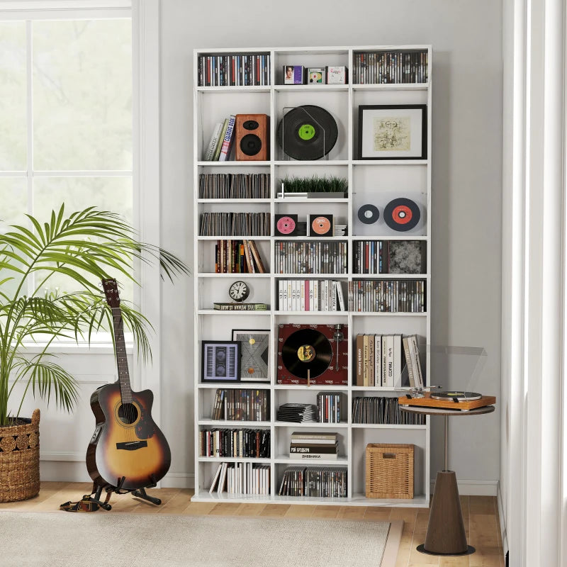 Adjustable CD Storage Unit with Marble Effect, 102 x 195 cm - Stylish and Functional Media Organizer