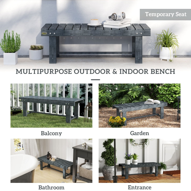 Grey Wooden 2-Seater Garden Bench