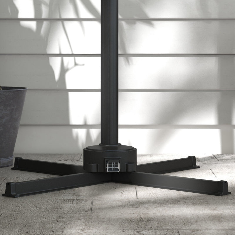 Adjustable Khaki Cantilever Parasol with Solar LED Lights & Base