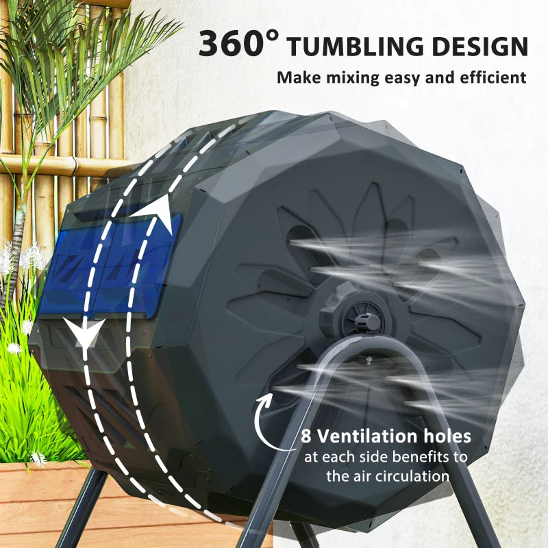 Blue Dual Chamber 160L Rotating Compost Bin for Garden