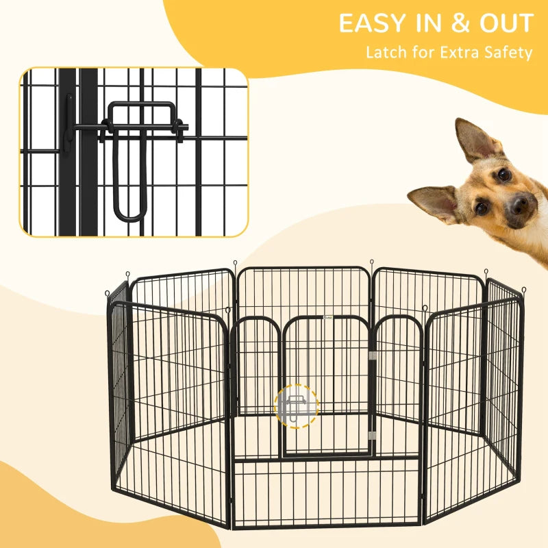 8 Panels Heavy Duty Puppy Playpen for Small & Medium Dogs - Indoor/Outdoor Use, Black, Durable Pet Enclosure