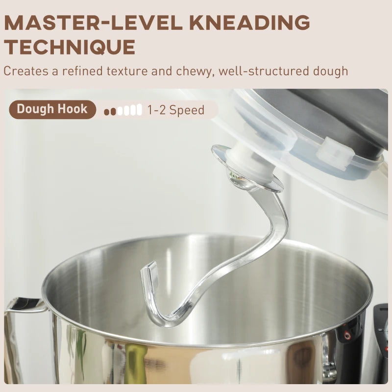 Premium 1300W Silver Kitchen Stand Mixer with Accessories - Powerful, Versatile, Ideal for Baking and Cooking Enthusiasts