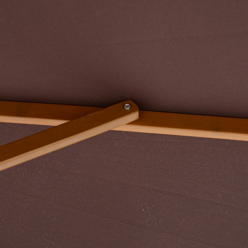 Wooden Coffee Garden Parasol with Pulley Mechanism