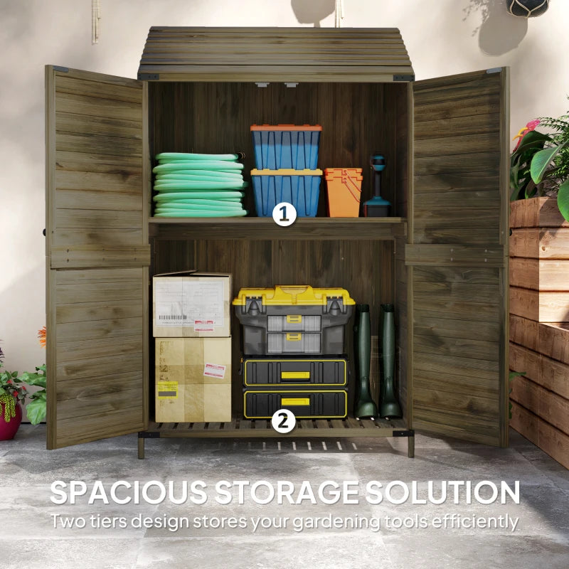 Two-Tier Wooden Garden Shed - 59 x 103.5 cm - Green