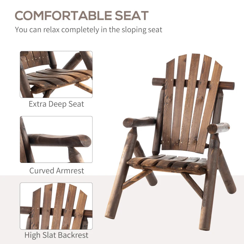 Carbonized Wood Outdoor Adirondack Lounge Chair