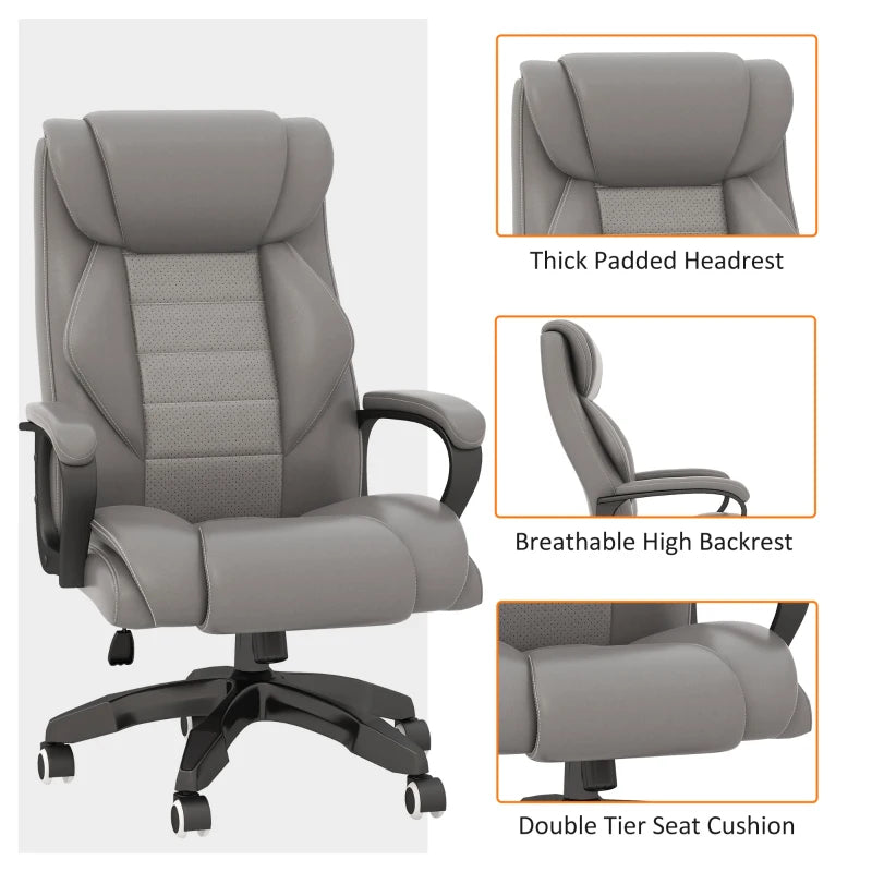 Vinsetto Grey Office Chair with 6-Point Massage & Back Heat, Ergonomic PU Desk Chair with Padded Seat & Tilt Function