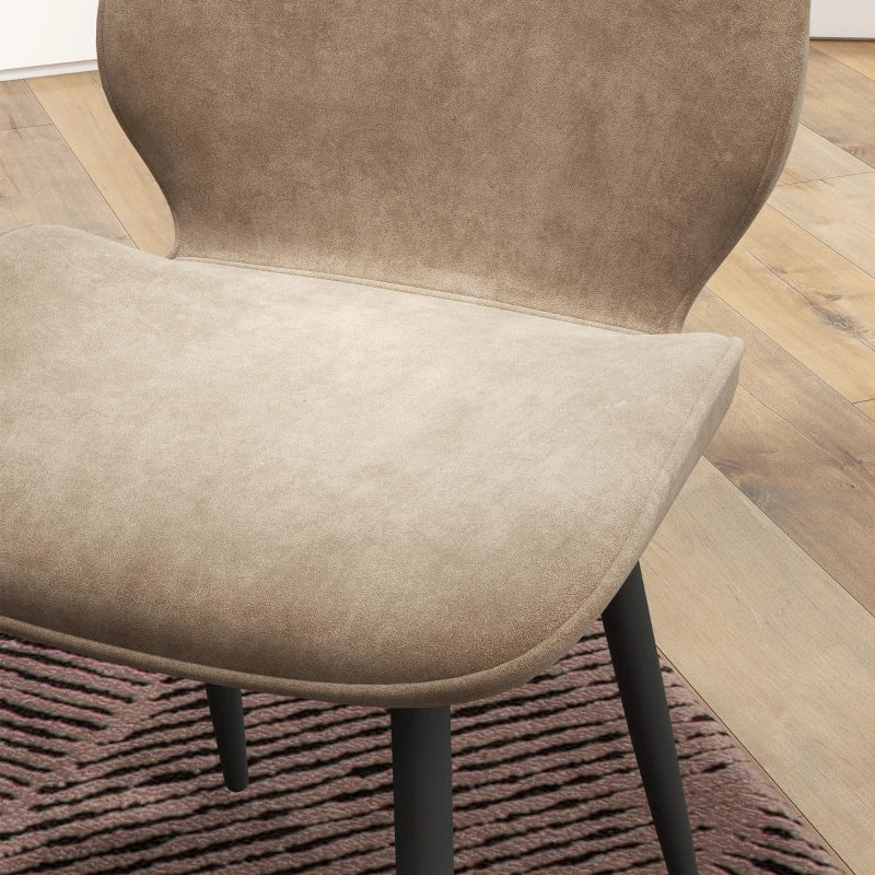 Light Brown Velvet Dining Chairs Set of 2 with Metal Legs - Stylish Dining Room & Living Room Seating