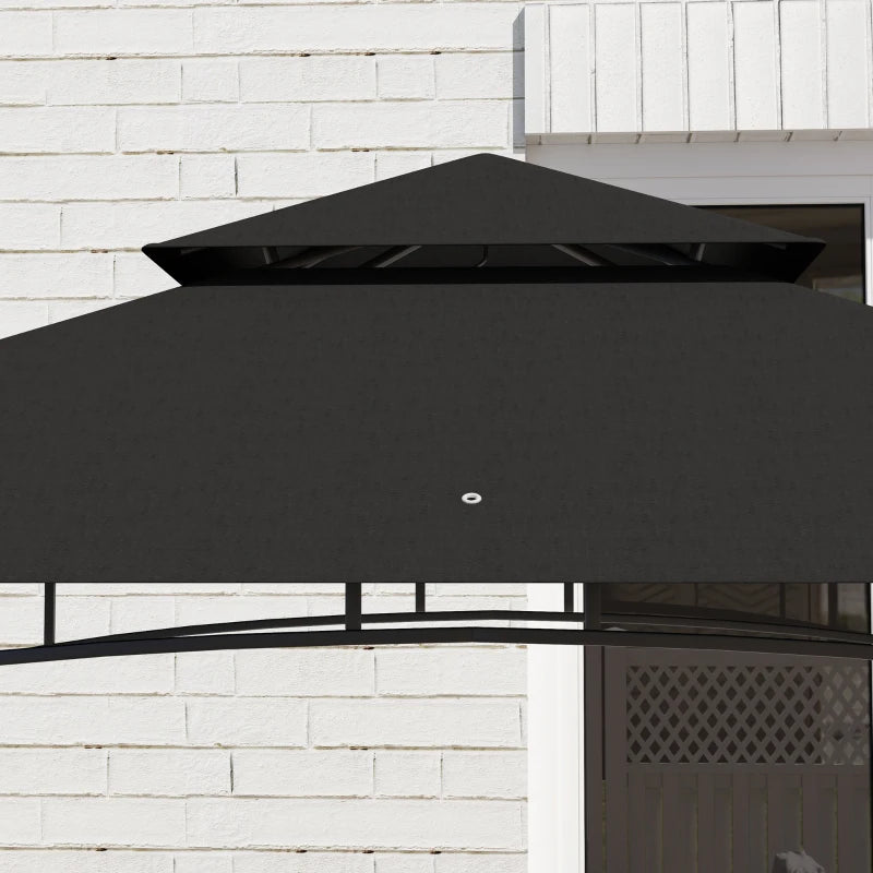 150cm x 240cm Grey BBQ Grill Gazebo with Shelves - Outdoor Cooking Canopy