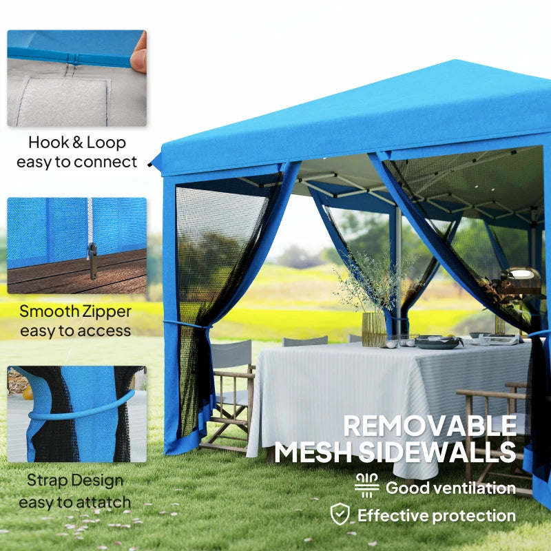 3m x 6m Pop Up Gazebo with Mesh Walls, Outdoor Canopy Tent for Parties & Weddings, Blue