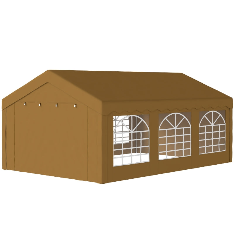 6m x 4m Yellow Garden Gazebo - Galvanised Marquee Party Tent with Removable Sides and Windows for Weddings and Events