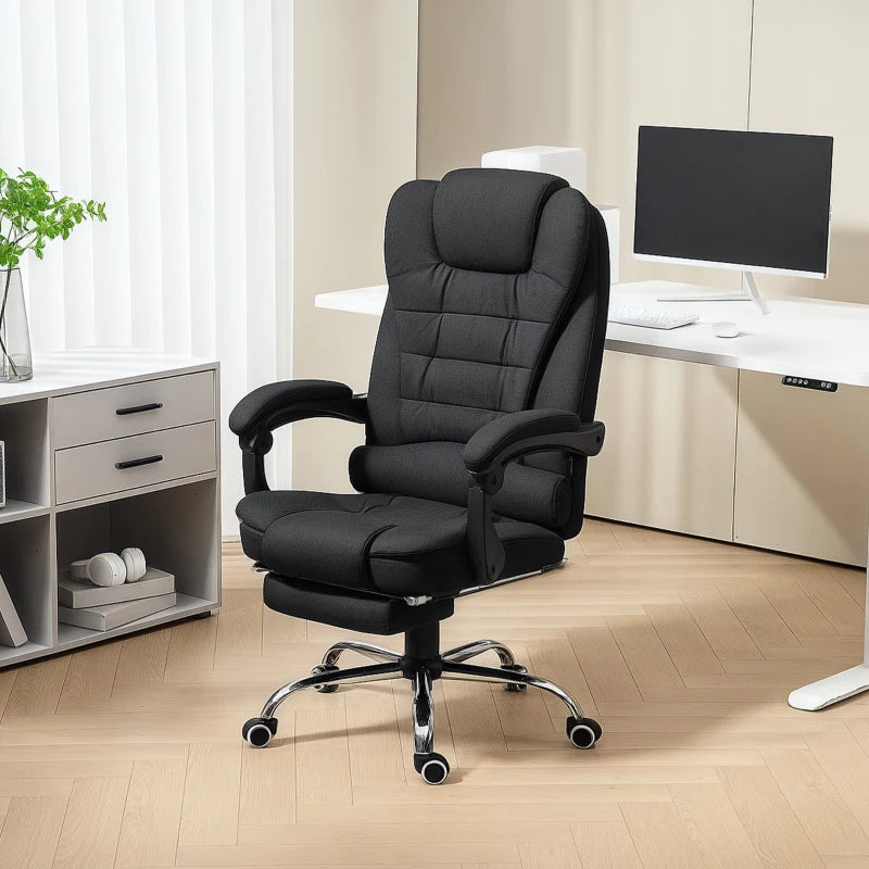 Vinsetto Black Office Chair with 6-Point Massage, Back Heat, Adjustable Footrest, Swivel Wheels & Reclining Feature
