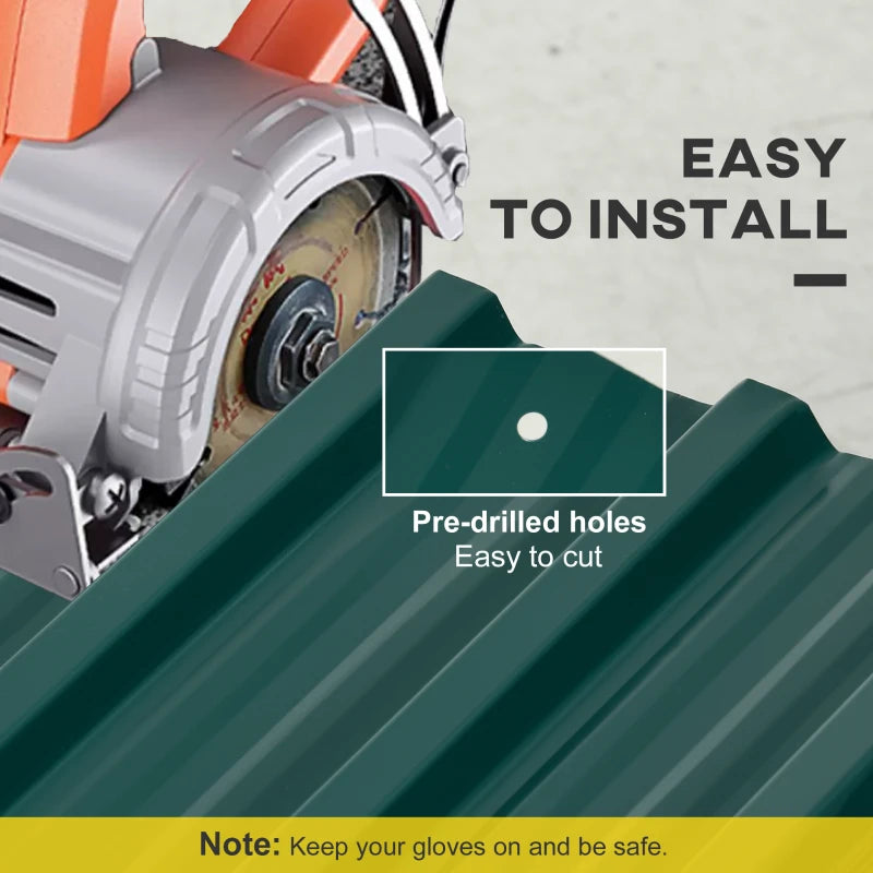 Pack of 24 Green Galvanised Metal Roofing Sheets for Sheds