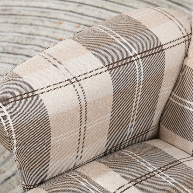 Linen Swivel Recliner Chair with Footstool and Storage, Wooden Base for Living Room, Multicolour