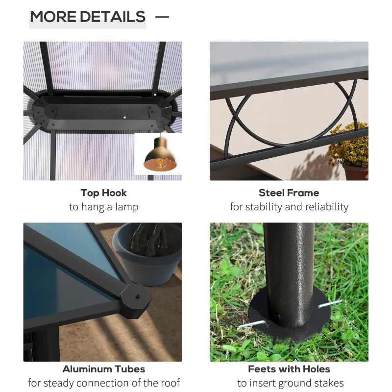 3m x 4m Grey Hardtop Gazebo With Steel & Aluminium Frame