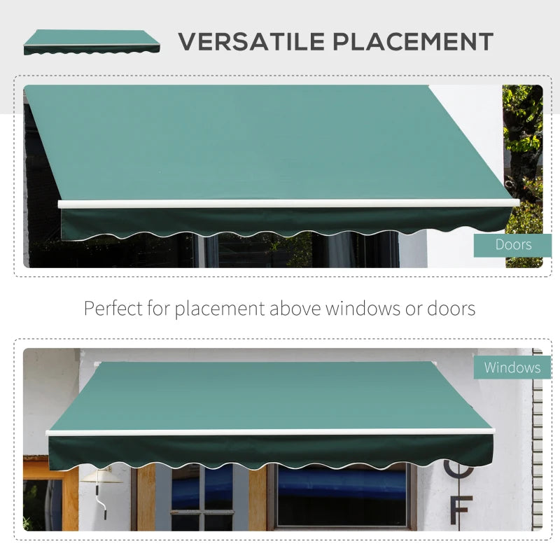 3m x 2.5m Manual Retractable Awning - Dark Green