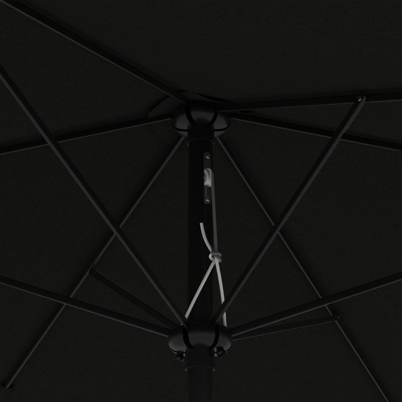 Black Rectangular Garden Parasol Umbrella, 2x3m, Crank Tilt, Aluminium Pole