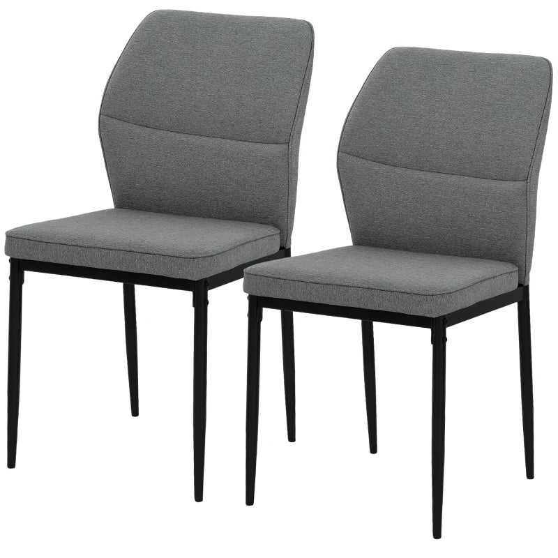 Modern Velvet Dining Chairs Set of 2 - Armless Upholstered Kitchen Chairs with Metal Legs, Curved Back, Padded Seat - Grey