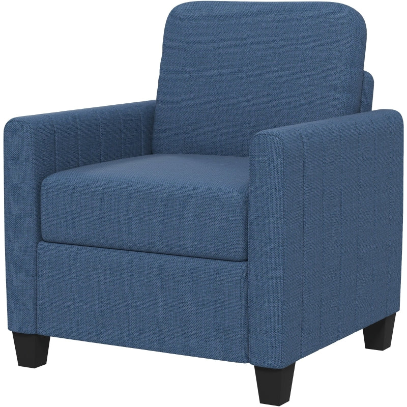 Modern Boxy Linen-Look Armchair in Blue for Stylish Living Room Decor