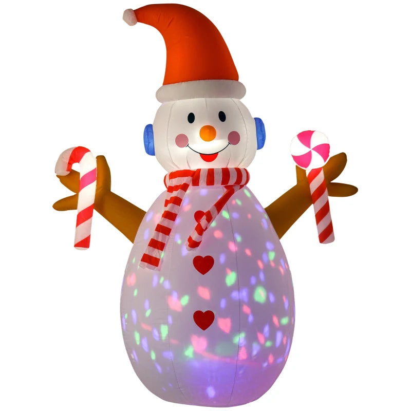 8ft Inflatable Christmas Snowman with Candy & Rotating Lights - Perfect Indoor/Outdoor Holiday Lawn Decoration & Party Prop