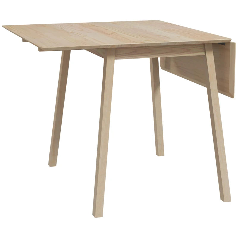 Solid Wood Folding Dining Table - Drop Leaf Design for 2-4 People, Space-Saving Rectangle Kitchen Table in Natural Finish
