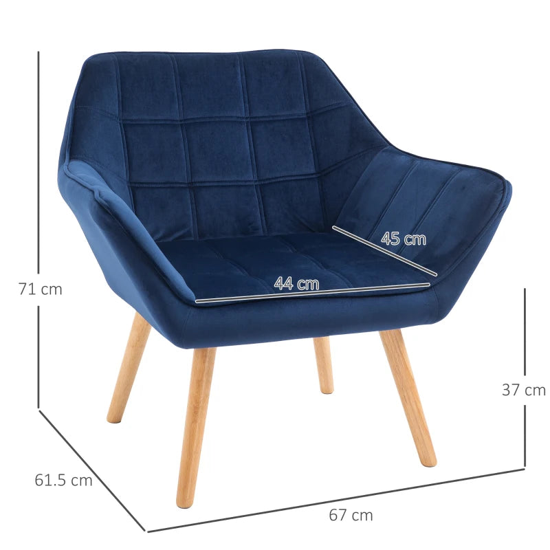 Stylish Accent Chair with Wide Arms and Slanted Back for Home and Bedroom Seating in Blue