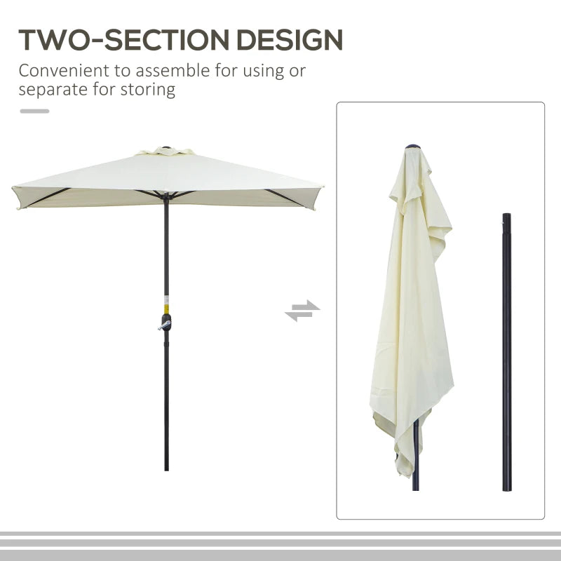 Beige Half Round Balcony Parasol with Crank Handle (2.3m) - Base Not Included