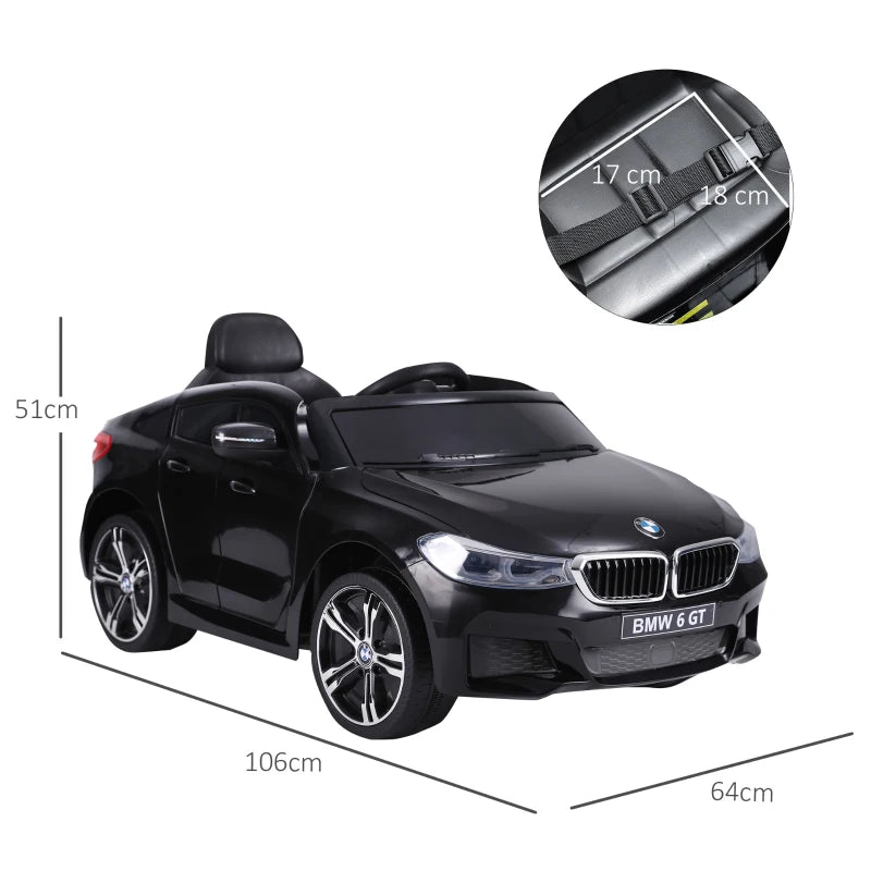 Licensed BMW 6GT Kids Electric Ride On Car 6V with Remote Control - Black Color