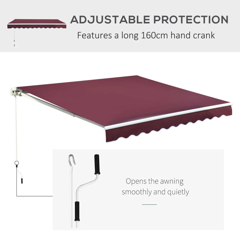 3m x 2.5m Red Manual Retractable Awning - Water Resistant
