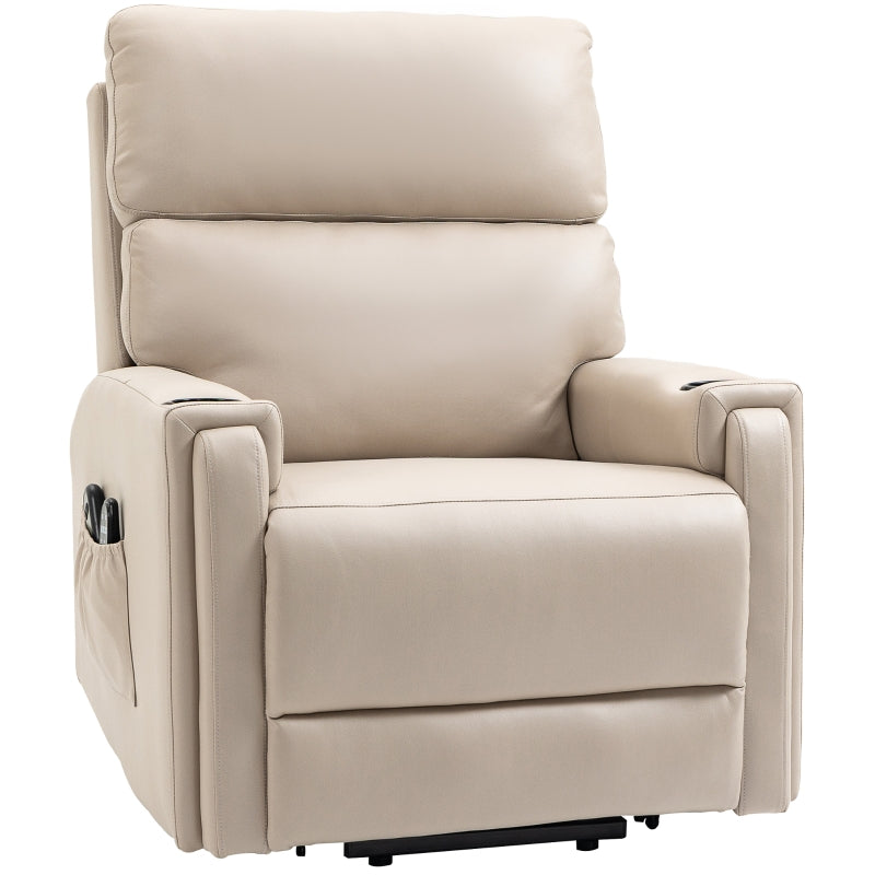Beige Electric Riser Recliner Chair with Massage and Heat Function for Ultimate Comfort